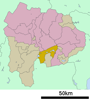 Lage Fujikawaguchikos in der Präfektur