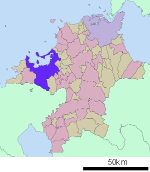 Lage Fukuokas in der Präfektur