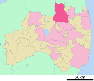 Lage Fukushimas in der Präfektur