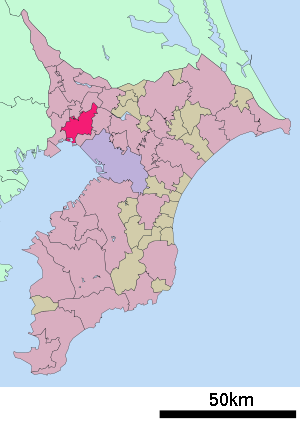 Lage Funabashis in der Präfektur