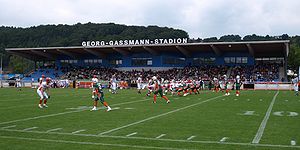 Das Stadion bei einem Spiel der Marburg Mercenaries