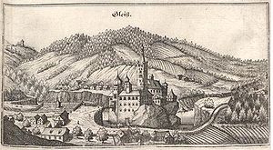 Burg Gleiß um 1649, Stich von Matthäus Merian