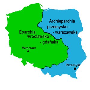 Karte der Kirchenprovinz Erzeparchie Przemyśl-Warschau