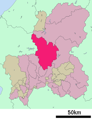 Lage Gujōs in der Präfektur