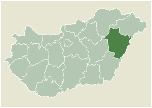 Lage des Komitats Komitat Hajdú-Bihar  in Ungarn (anklickbare Karte)