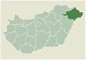 Lage des Komitats Komitat Szabolcs-Szatmár-Bereg  in Ungarn (anklickbare Karte)