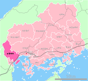 Lage Hatsukaichis in der Präfektur