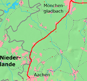 Strecke der Bahnstrecke Aachen–Mönchengladbach