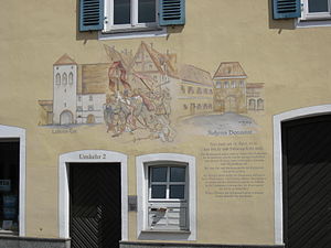 Wandbild zur Erinnerung an das Kreuz- und Fahnengefecht