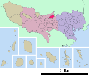 Lage Higashikurumes in der Präfektur