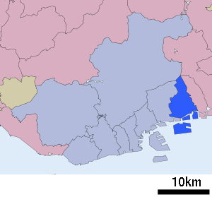 Lage Higashinada-kus in der Stadt Kōbe