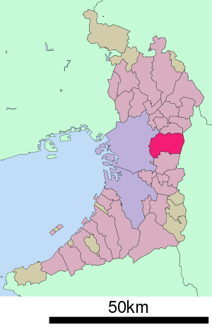 Lage Higashiōsakas in der Präfektur