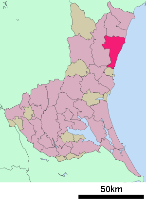 Lage Hitachis in der Präfektur