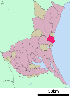 Lage Hitachinakas in der Präfektur
