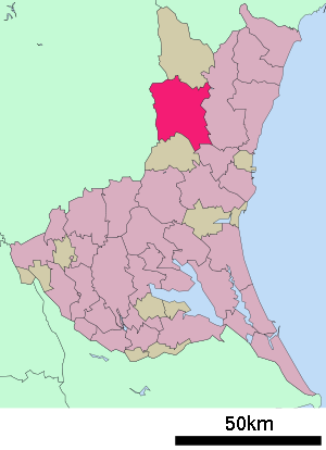Lage Hitachi-Ōmiyas in der Präfektur