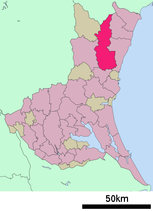 Lage Hitachi-Ōtas in der Präfektur