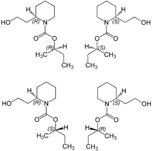 Strukturformeln der vier Stereoisomeren von Icaridin