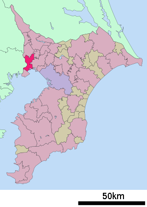 Lage Ichikawas in der Präfektur
