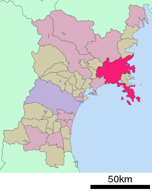 Lage Ishinomakis in der Präfektur