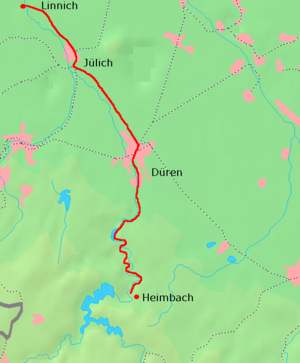 Strecke der Bahnstrecke Jülich–Düren–Heimbach