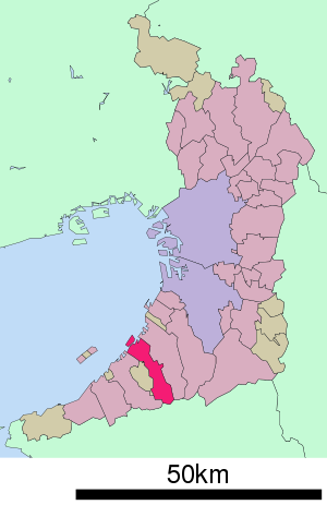 Lage Kaizukas in der Präfektur