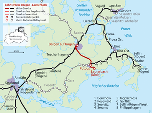 Strecke der Bahnstrecke Bergen auf Rügen–Lauterbach Mole
