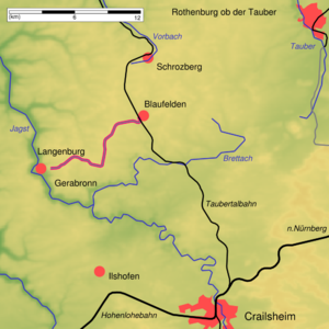 Strecke der Bahnstrecke Blaufelden–Langenburg