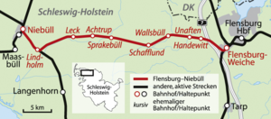 Strecke der Bahnstrecke Flensburg–Niebüll