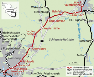 Strecke der Bahnstrecke Lübeck–Hamburg