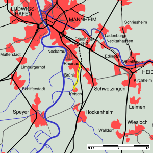 Strecke der Bahnstrecke Mannheim-Rheinau–Ketsch