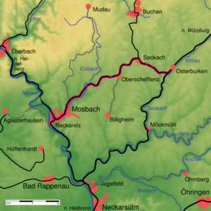 Strecke der Bahnstrecke Neckarelz–Osterburken