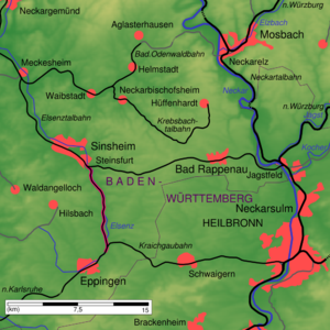 Strecke der Bahnstrecke Steinsfurt–Eppingen