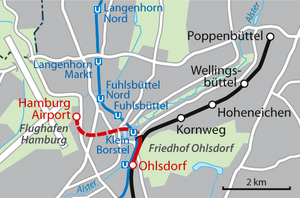 Strecke der Flughafen-S-Bahn Hamburg
