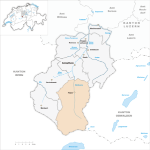 Karte der Gemeinde Flühli, Ort der Schlacht