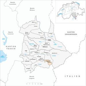 Karte von Kommunanz Medeglia/Cadenazzo