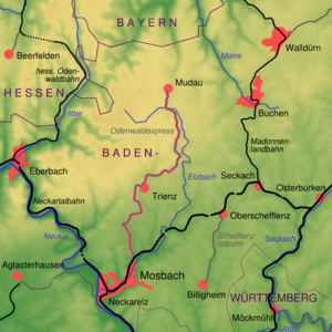 Strecke der Bahnstrecke Mosbach–Mudau