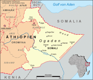 Karte Ogadens bzw. der heutigen Somali-Region in Äthiopien
