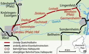 Strecke der Untere Queichtalbahn