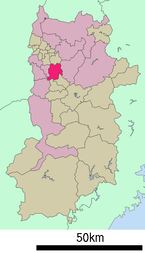 Lage Kashiharas in der Präfektur