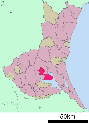 Lage Kasumigauras in der Präfektur