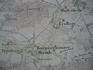 Plan von 1837 mit der noch erhaltenen Burg