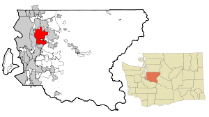 King County Washington Incorporated and Unincorporated areas Bellevue Highlighted.svg