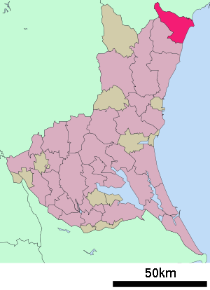 Lage Kitaibarakis in der Präfektur