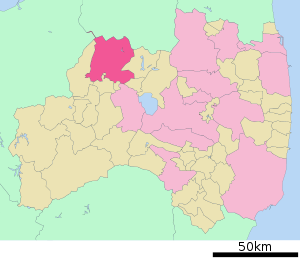 Lage Kitakatas in der Präfektur