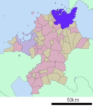 Lage Kitakyūshūs in der Präfektur