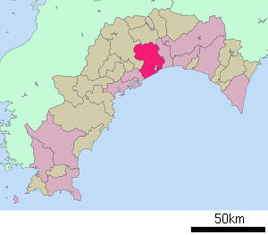 Lage Kōchis in der Präfektur