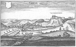 Schloss Wittgenstein von Matthäus Merian in seiner Topographia Hassiae