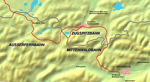 Strecke der Mittenwaldbahn