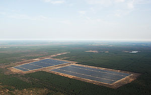 Luftbild des Solarparks Lieberose
