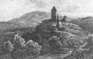 Ruine Lichtenburg - Radierung von C. Wagner aus dem Jahr 1835